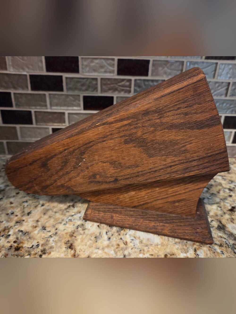 Vintage mid-century modern solid wood 4 Slot knife block